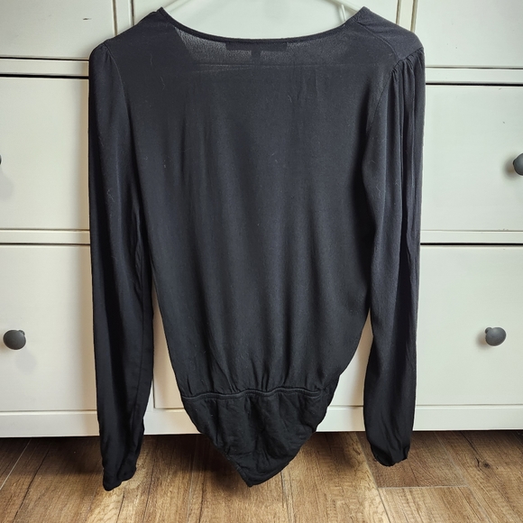 Lovers + Friends Women's Vision Long Sleeve Faux Wrap Bodysuit Black flowy S - Picture 7 of 16